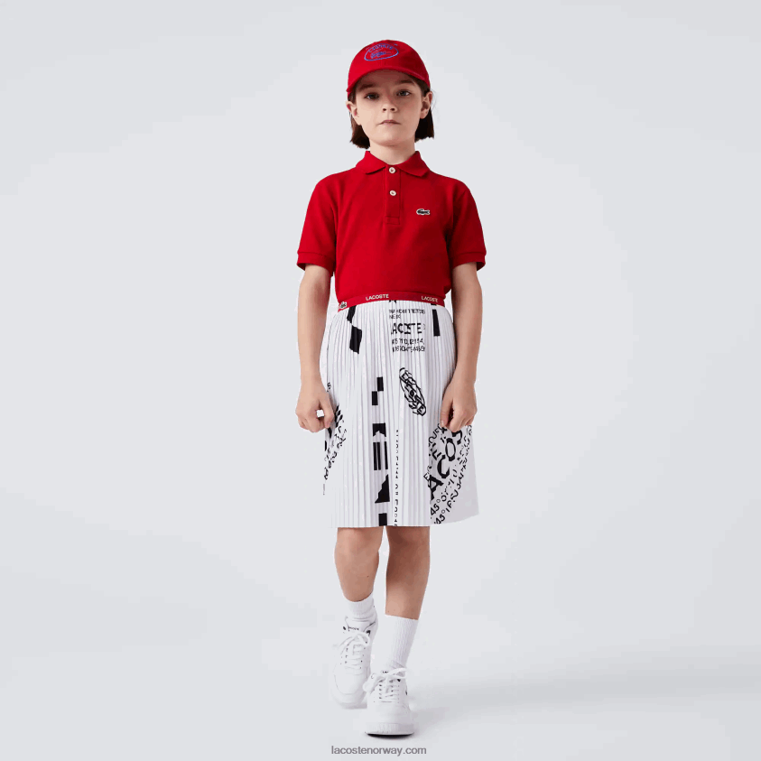 Lacoste jersey plissert skjørt 4J4X0T3291 hvit 001 jenter