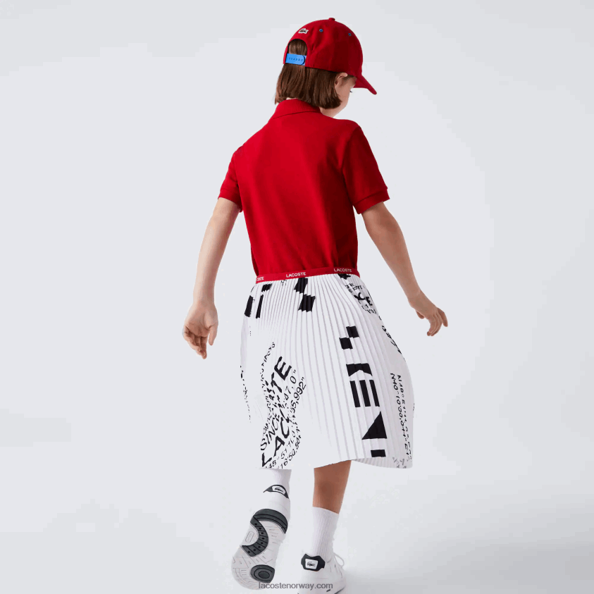 Lacoste jersey plissert skjørt 4J4X0T3291 hvit 001 jenter