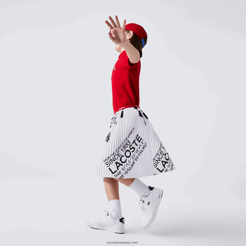 Lacoste jersey plissert skjørt 4J4X0T3291 hvit 001 jenter