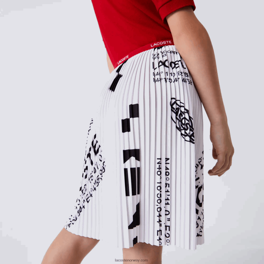 Lacoste jersey plissert skjørt 4J4X0T3291 hvit 001 jenter