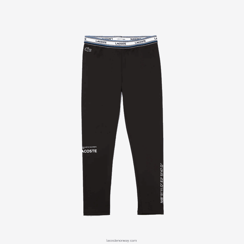 Lacoste leggings med trykt midje 4J4X0T3232 svart 031 jenter