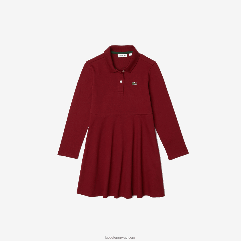 Lacoste pique polo kjole 4J4X0T3281 bordeaux ypw jenter