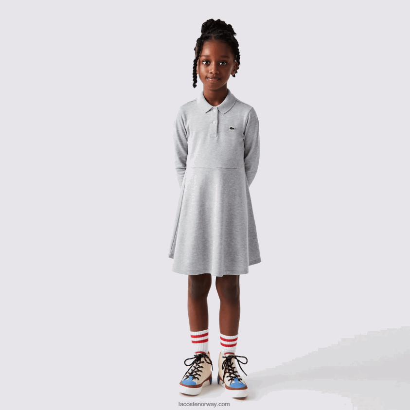 Lacoste pique polo kjole 4J4X0T3282 grå kine cca jenter