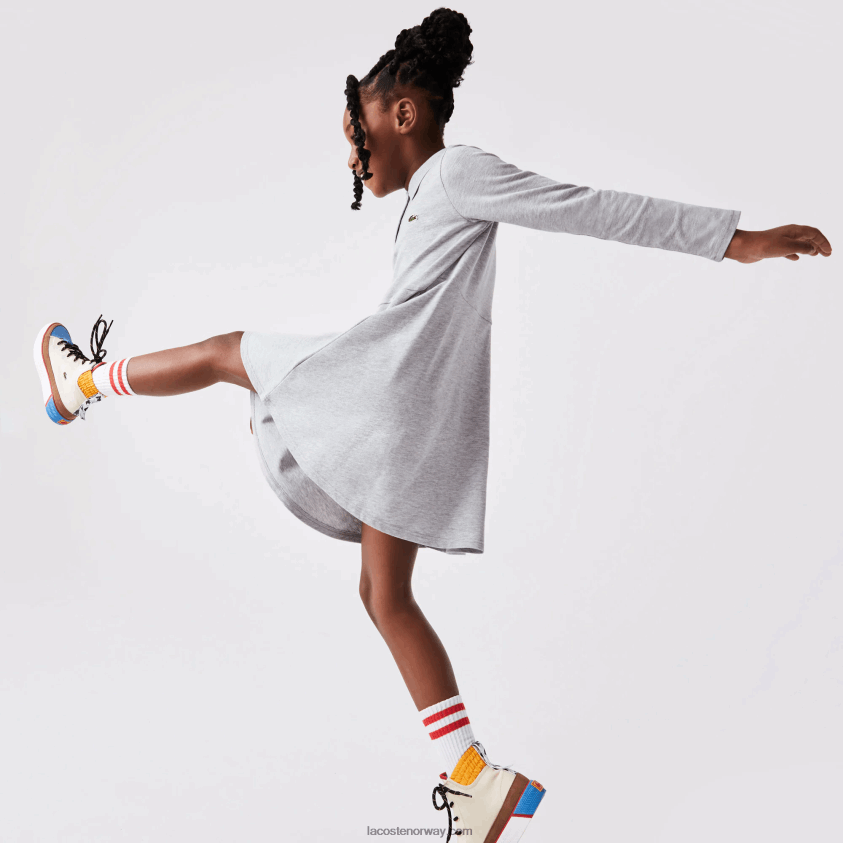 Lacoste pique polo kjole 4J4X0T3282 grå kine cca jenter