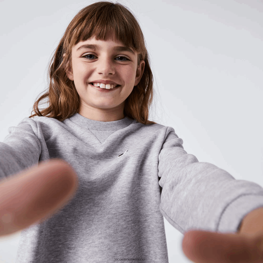 Lacoste plissert rygg kjole i bomullsfleece 4J4X0T3286 grå kine cca jenter