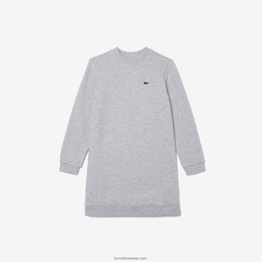 Lacoste plissert rygg kjole i bomullsfleece 4J4X0T3286 grå kine cca jenter