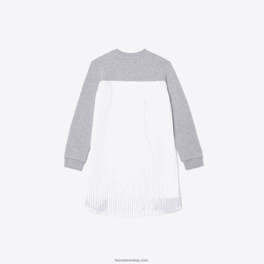 Lacoste plissert rygg kjole i bomullsfleece 4J4X0T3286 grå kine cca jenter