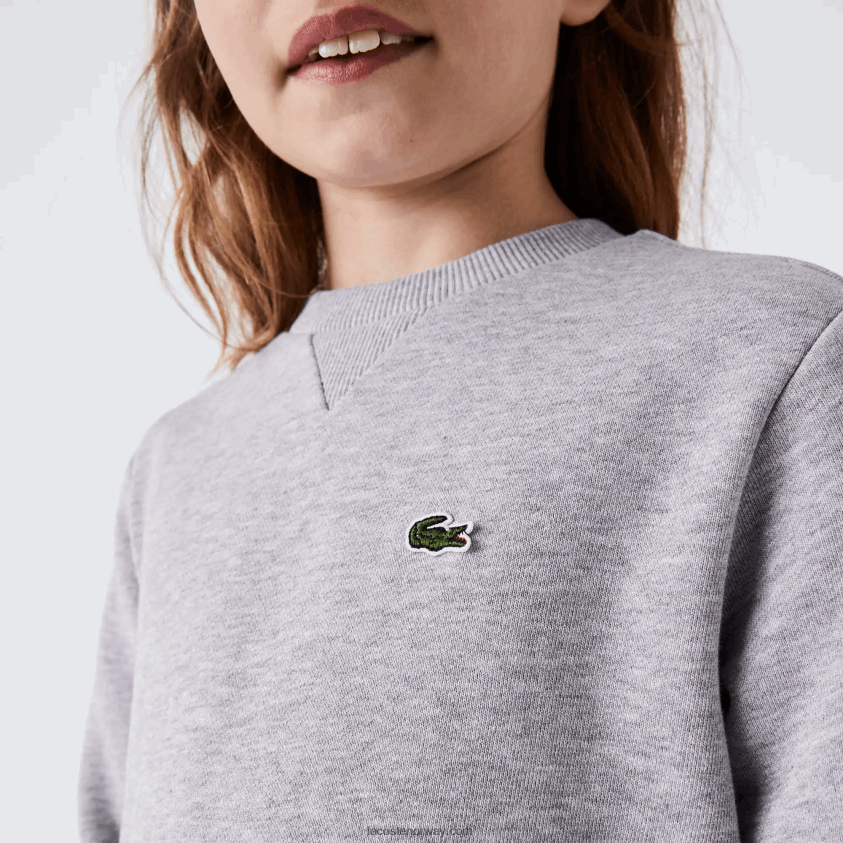 Lacoste plissert rygg kjole i bomullsfleece 4J4X0T3286 grå kine cca jenter