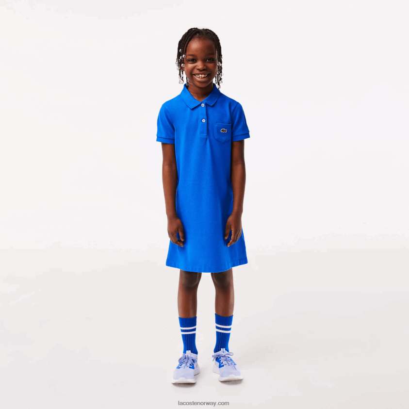 Lacoste polokjole i bomull 4J4X0T3084 blå kxb jenter