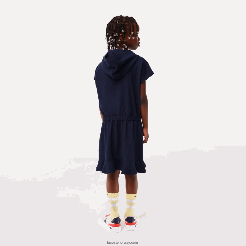 Lacoste stretch pique ermeløs genserkjole 4J4X0T3096 marineblå 166 jenter