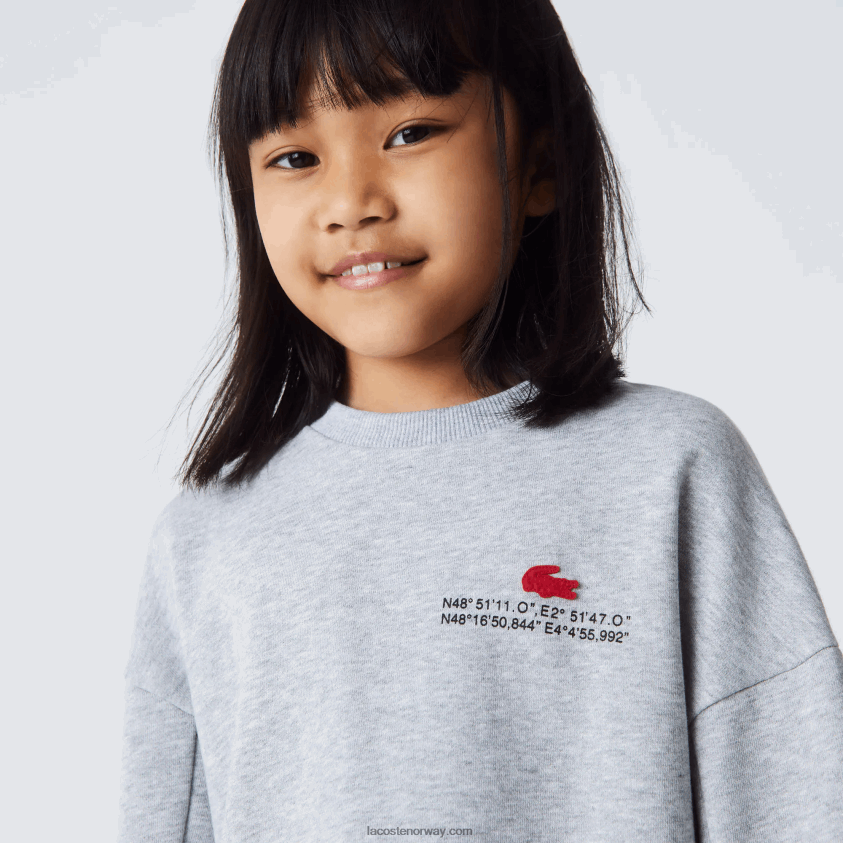 Lacoste sweatshirtkjole i bomullsfleece 4J4X0T3271 grå kine cca jenter