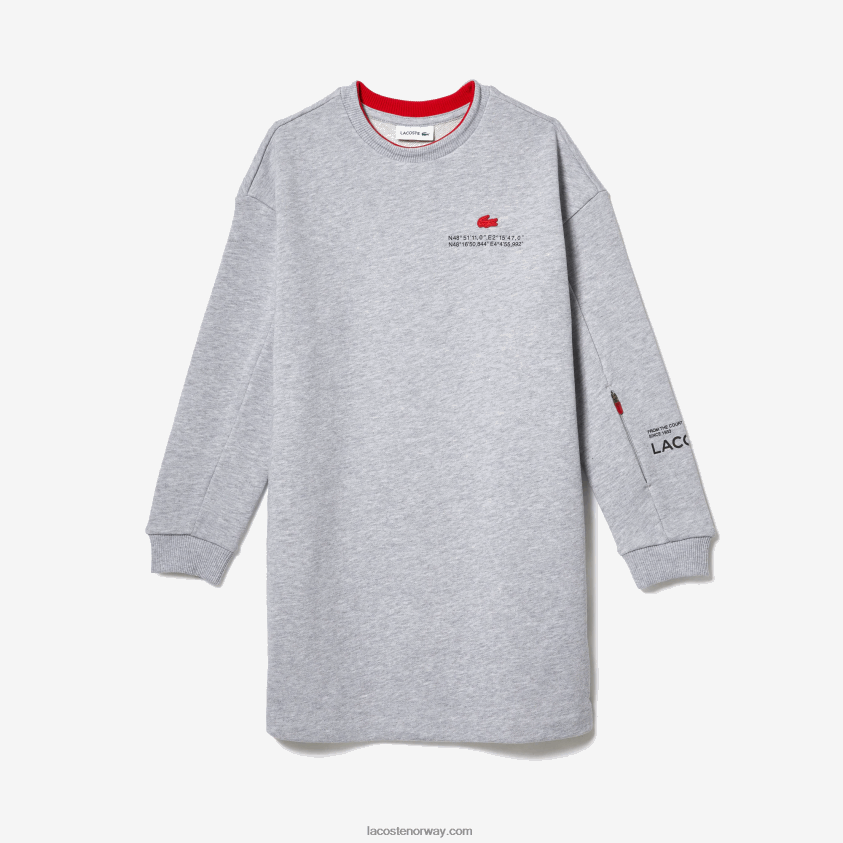 Lacoste sweatshirtkjole i bomullsfleece 4J4X0T3271 grå kine cca jenter