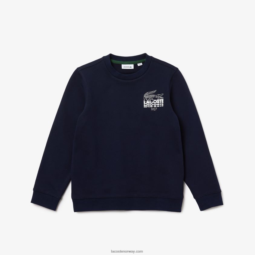 Lacoste genser i bomullsfleece med krokodillemerke 4J4X0T3204 marineblå 166 barn