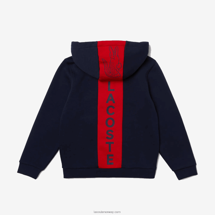 Lacoste merke fleecejakke med glidelås 4J4X0T3253 marineblå rød k1h gutter
