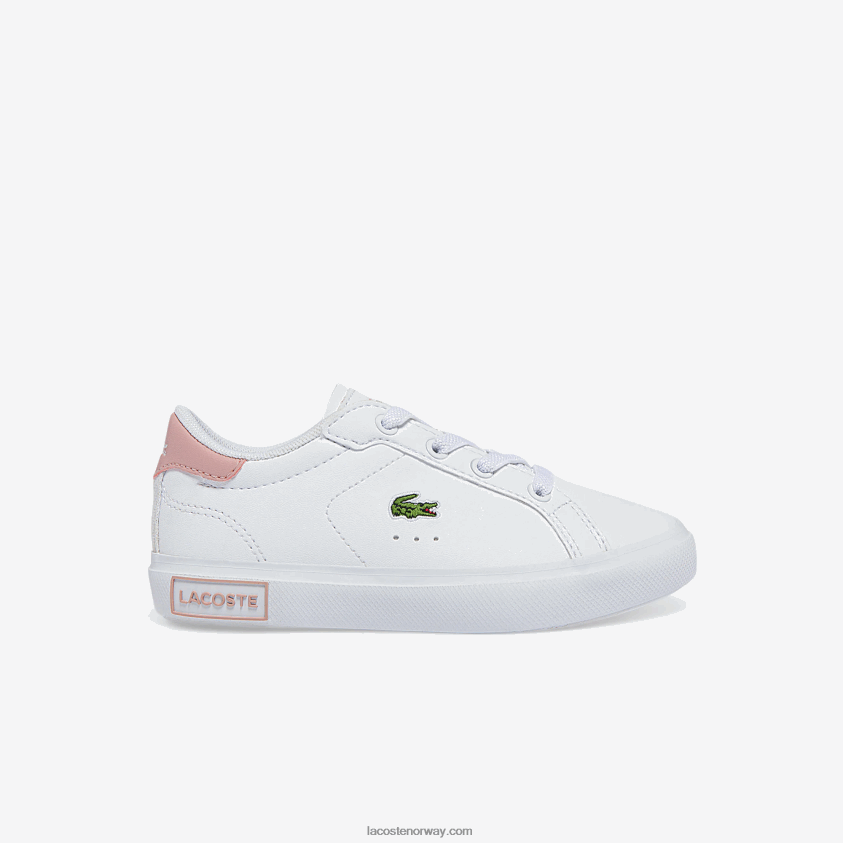 Lacoste Powercourt syntetiske joggesko 4J4X0T2936 hvit & lys rosa 1y9 spedbarn