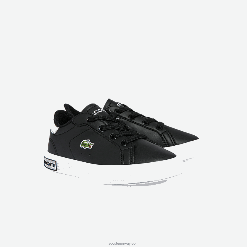 Lacoste Powercourt syntetiske joggesko 4J4X0T2937 svart/hvitt 312 spedbarn