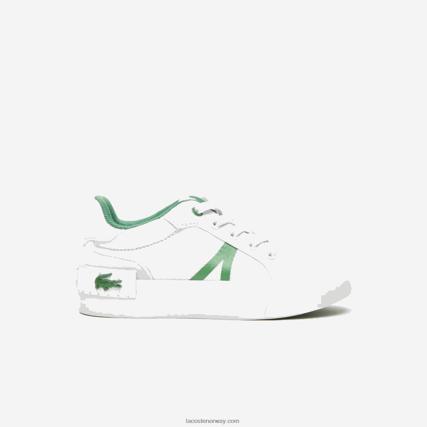 Lacoste l004 tekstil joggesko 4J4X0T2933 hvit/grønn 082 spedbarn