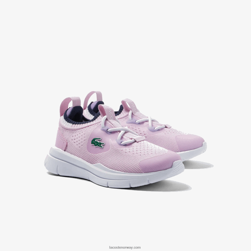 Lacoste run spin strikke tekstil farge kontrast joggesko 4J4X0T2982 rosa og hvit f50 spedbarn
