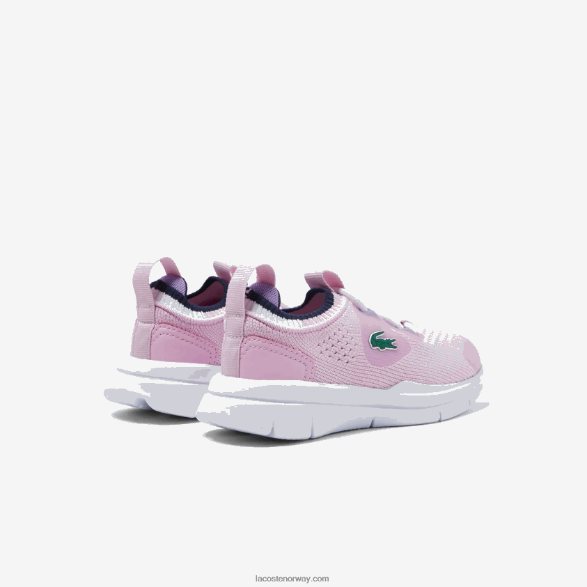 Lacoste run spin strikke tekstil farge kontrast joggesko 4J4X0T2982 rosa og hvit f50 spedbarn