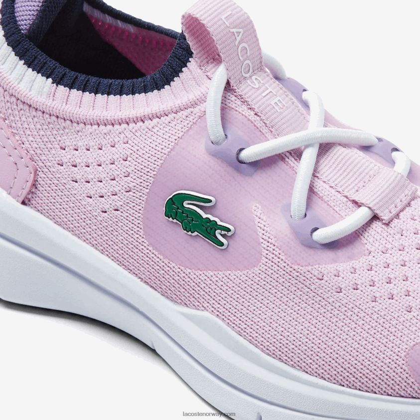 Lacoste run spin strikke tekstil farge kontrast joggesko 4J4X0T2982 rosa og hvit f50 spedbarn