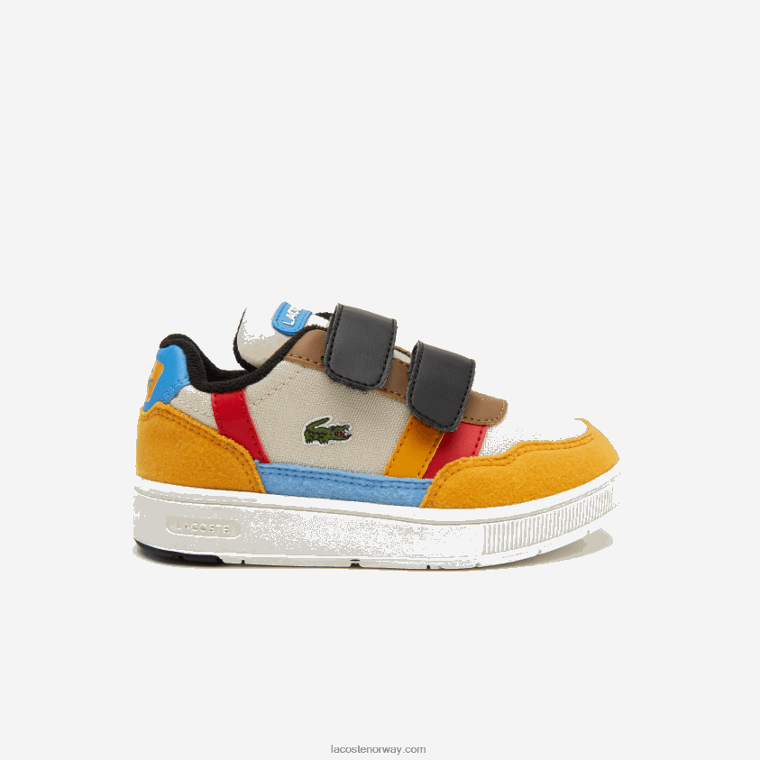 Lacoste t-clip vinter syntetiske utesko 4J4X0T2992 off white og gul ht3 spedbarn