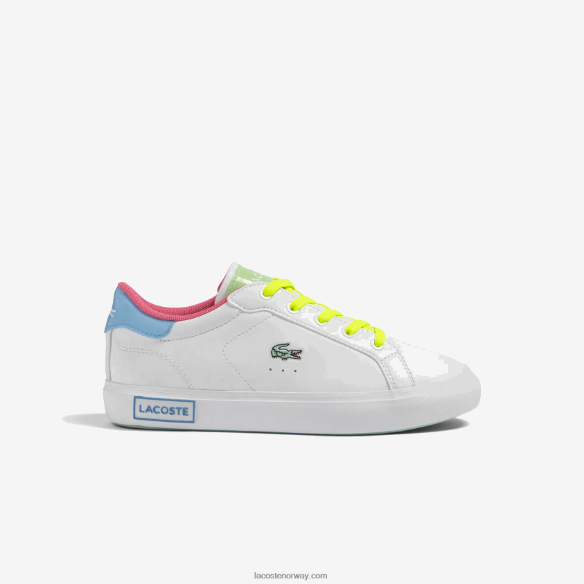 Lacoste Powercourt syntetiske fargepop joggesko 4J4X0T3071 hvit/grønn 082 barn