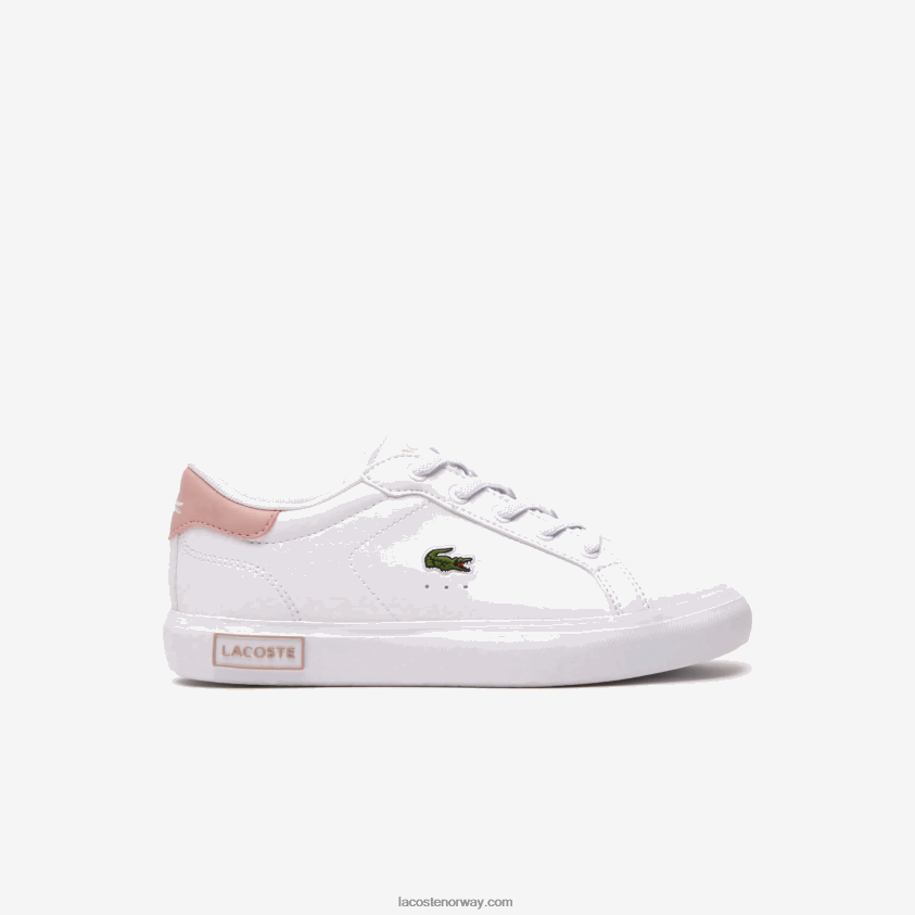 Lacoste Powercourt syntetiske joggesko 4J4X0T3066 hvit & lys rosa 1y9 barn