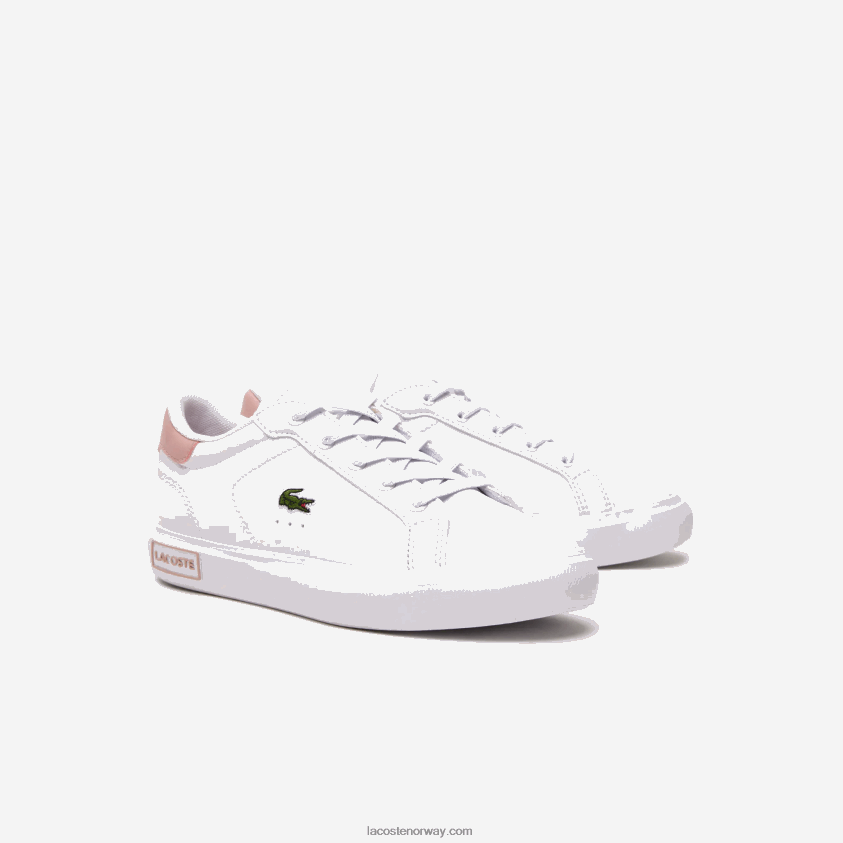 Lacoste Powercourt syntetiske joggesko 4J4X0T3066 hvit & lys rosa 1y9 barn