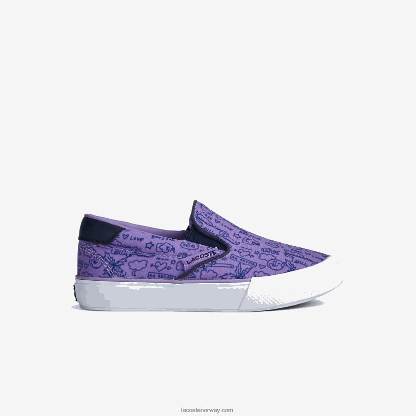 Lacoste hopp server tekstil slip on 4J4X0T2969 lilla hvit 84x spedbarn