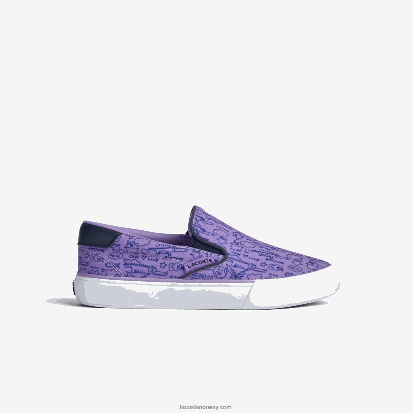 Lacoste hopp server tekstil slip on 4J4X0T3235 lilla hvit 84x barn