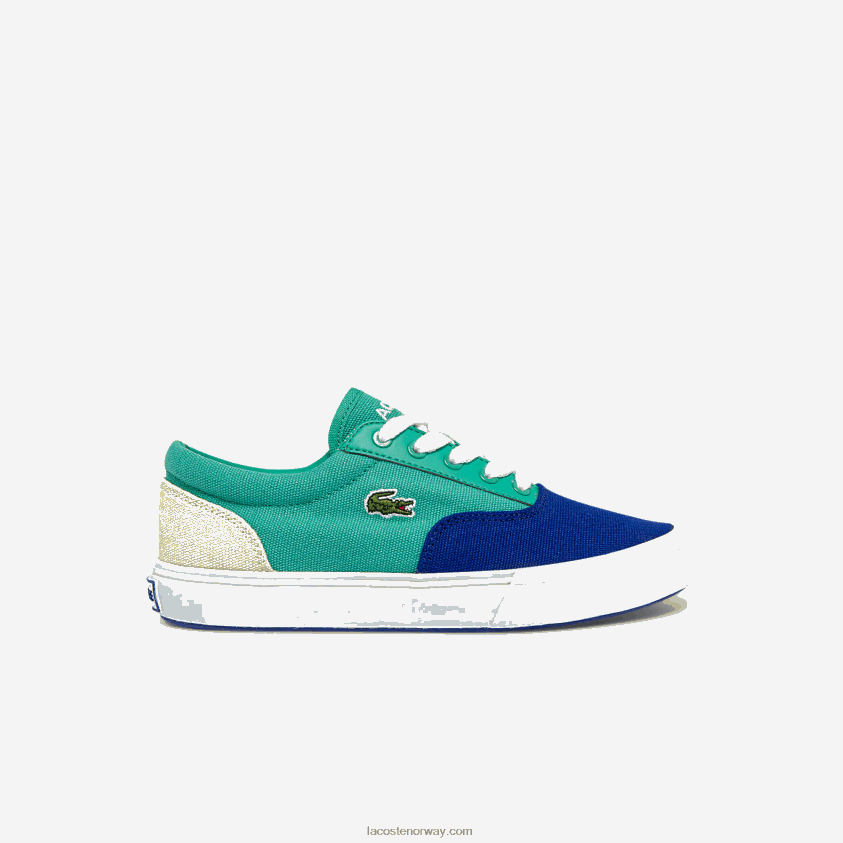 Lacoste jump serve blonde lerret joggesko 4J4X0T3264 blå grønn bg3 barn
