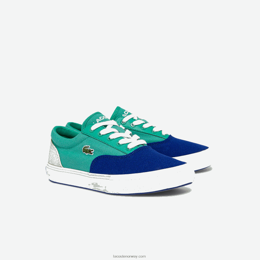 Lacoste jump serve blonde lerret joggesko 4J4X0T3264 blå grønn bg3 barn