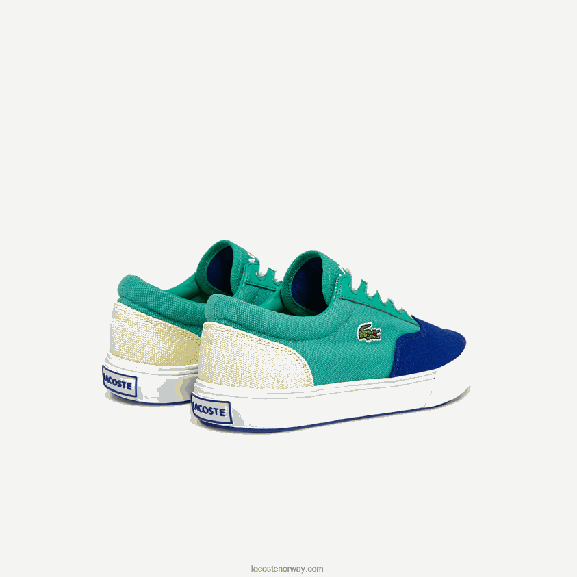 Lacoste jump serve blonde lerret joggesko 4J4X0T3264 blå grønn bg3 barn