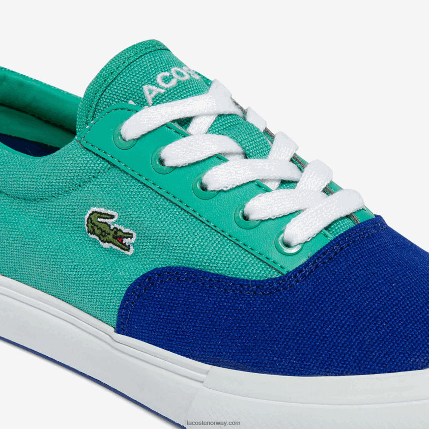 Lacoste jump serve blonde lerret joggesko 4J4X0T3264 blå grønn bg3 barn