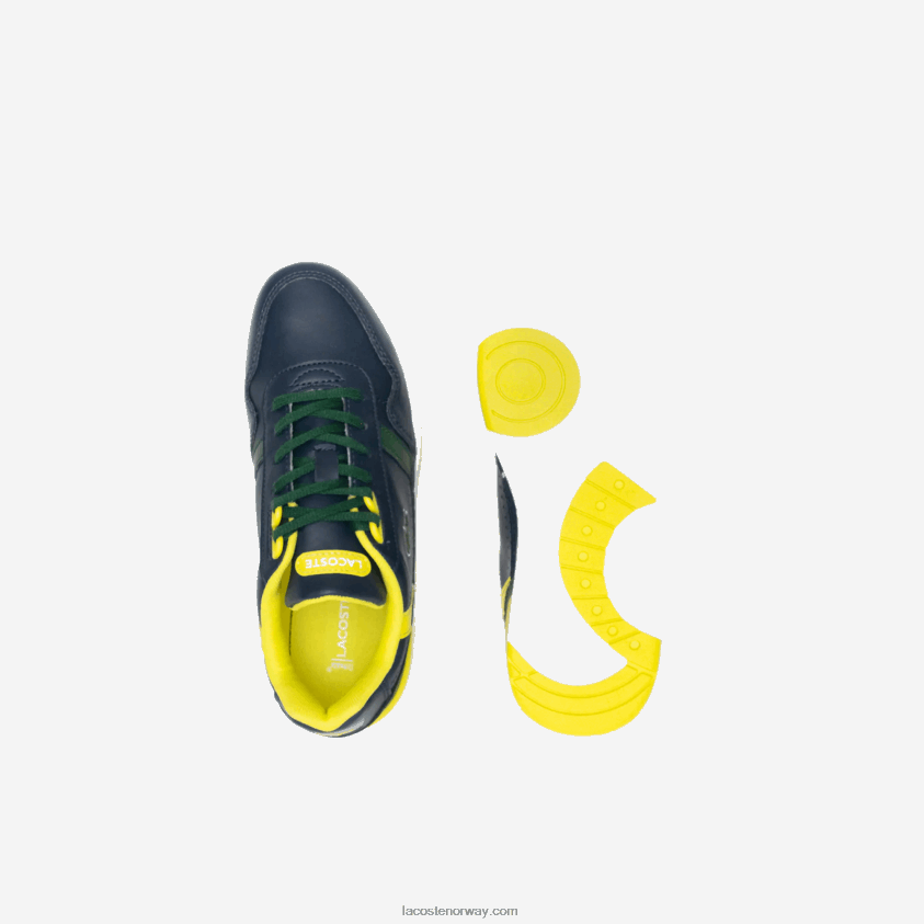 Lacoste t-clip syntetiske fargepop joggesko 4J4X0T3315 marine og grønn 2s3 juniorer