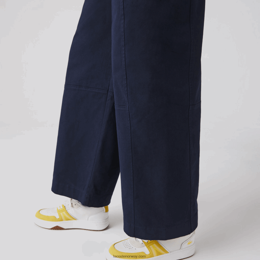 Lacoste Gabardinbukser i bomull 4J4X0T2652 marineblå 166 kvinner