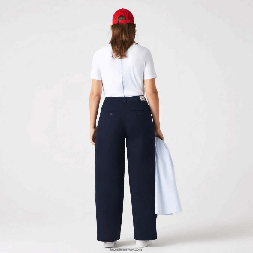 Lacoste Gabardinbukser i bomull 4J4X0T2652 marineblå 166 kvinner