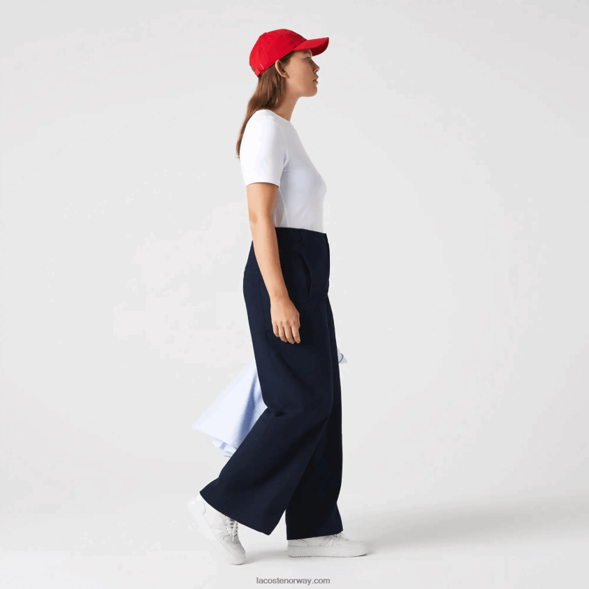 Lacoste Gabardinbukser i bomull 4J4X0T2652 marineblå 166 kvinner