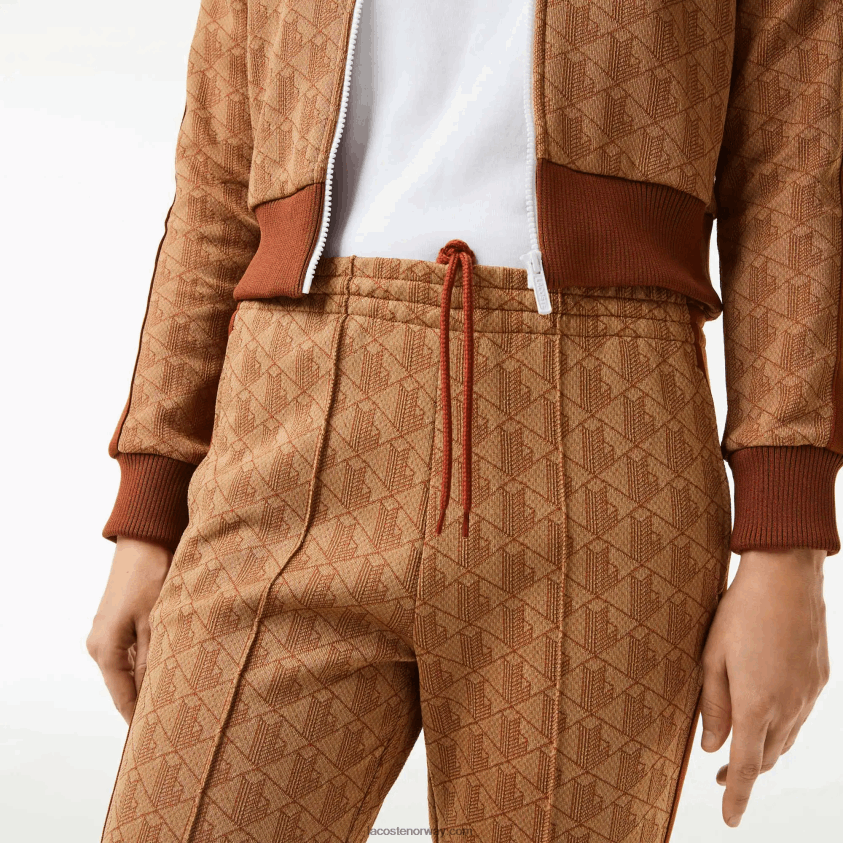 Lacoste joggebukse med monogramtrykk 4J4X0T2536 beige brun zwm kvinner