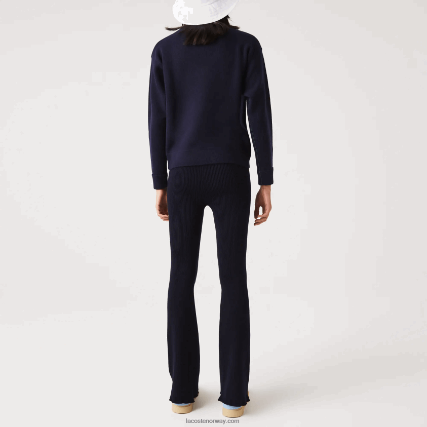 Lacoste sømløse ribbestrikkede leggings 4J4X0T2561 marineblå 166 kvinner