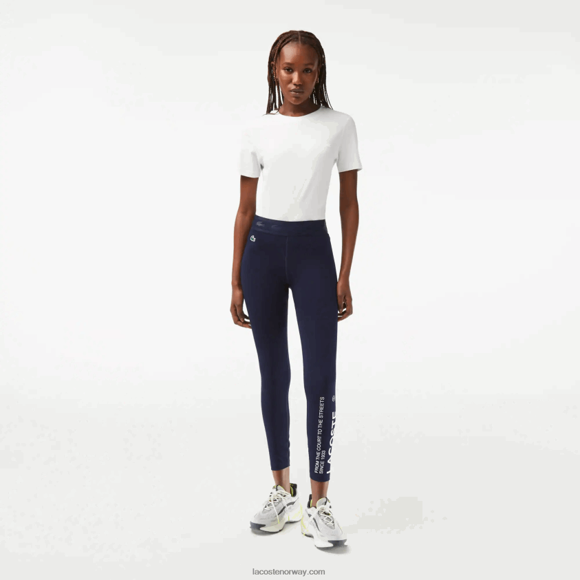 Lacoste sport 7/8 lengde resirkulert polyester leggings 4J4X0T2408 marineblå 166 kvinner