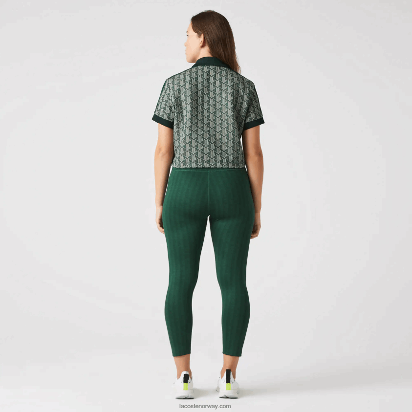 Lacoste sport leggings med høy midje med all-over print 4J4X0T2573 grønn d1r kvinner