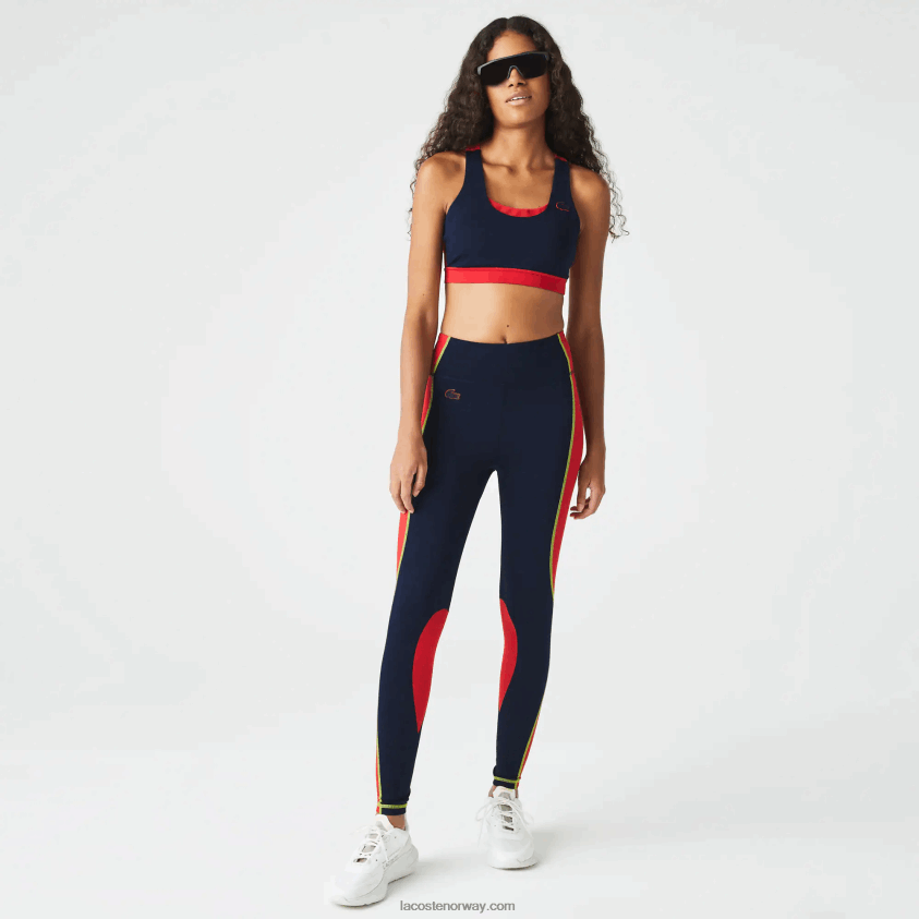 Lacoste sport-leggings med strikkeeffekt i fargeblokk 4J4X0T2532 marineblå rød 4xh kvinner