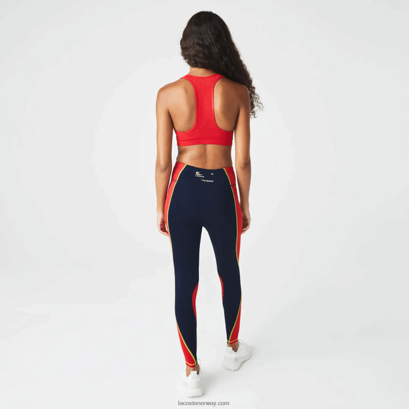 Lacoste sport-leggings med strikkeeffekt i fargeblokk 4J4X0T2532 marineblå rød 4xh kvinner