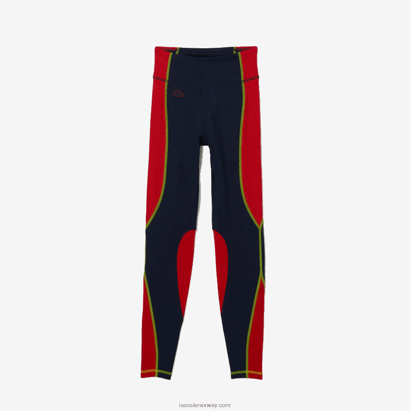 Lacoste sport-leggings med strikkeeffekt i fargeblokk 4J4X0T2532 marineblå rød 4xh kvinner