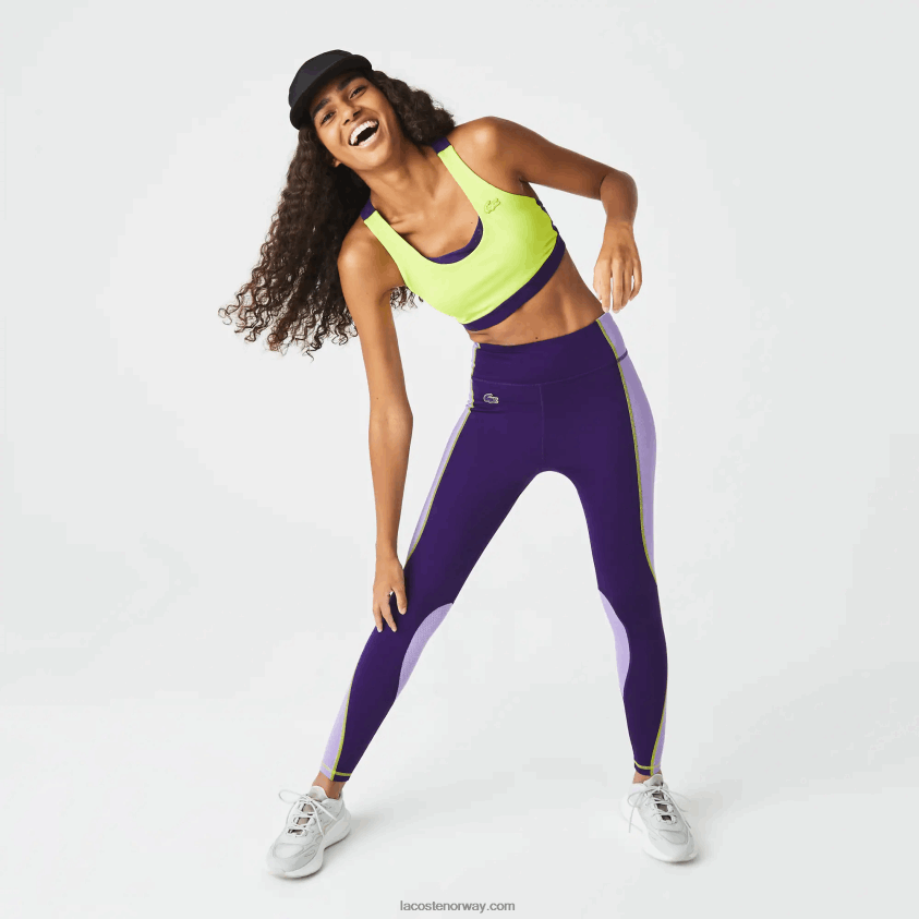 Lacoste sport-leggings med strikkeeffekt i fargeblokk 4J4X0T2533 lilla 50w kvinner