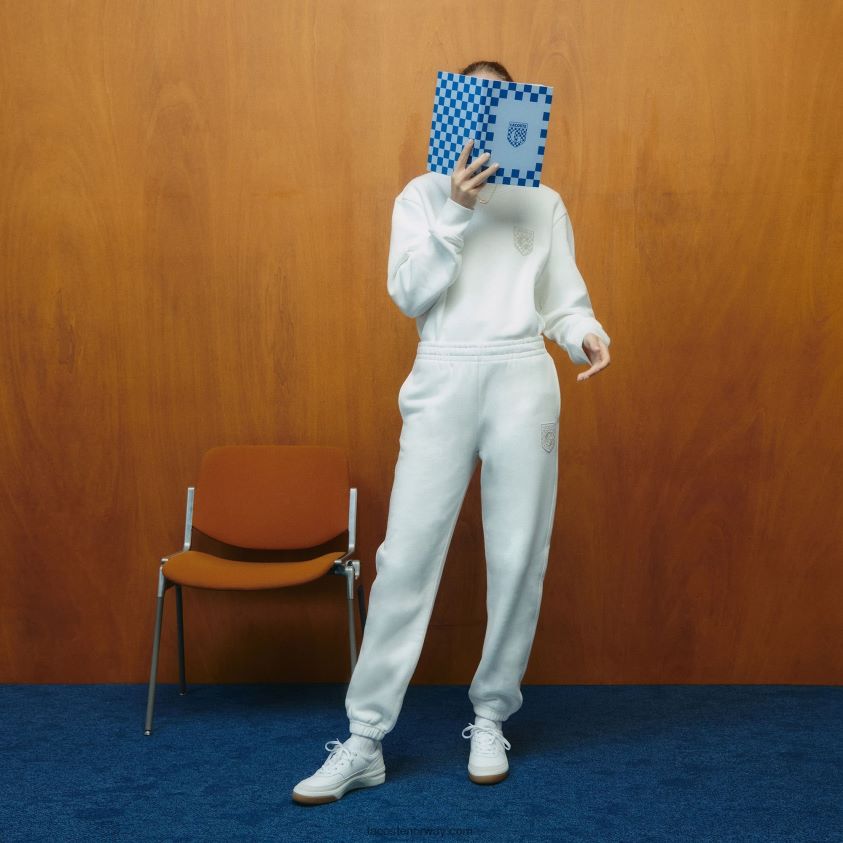 lacoste x goop treningsbukse i bomullsfleece 4J4X0T2665 hvit 70v kvinner