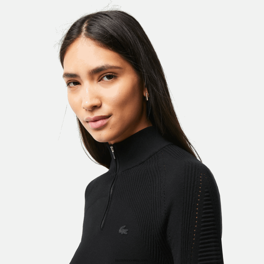 Lacoste genser med glidelås 4J4X0T2646 svart 031 kvinner