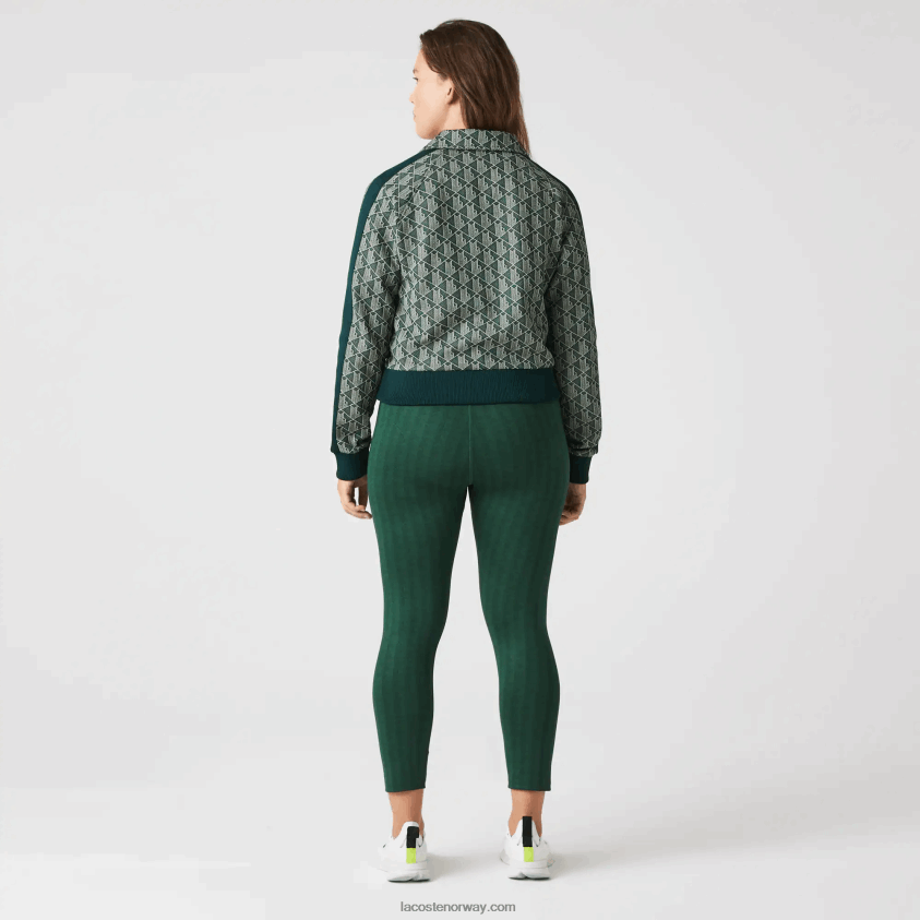 Lacoste genser med glidelås i monogram med normal passform 4J4X0T2537 grønn beige 7m4 kvinner