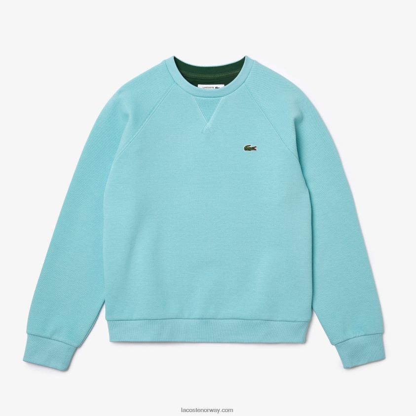 Lacoste sweatshirt i bomullsblanding med rund hals 4J4X0T2392 turkis bvg kvinner